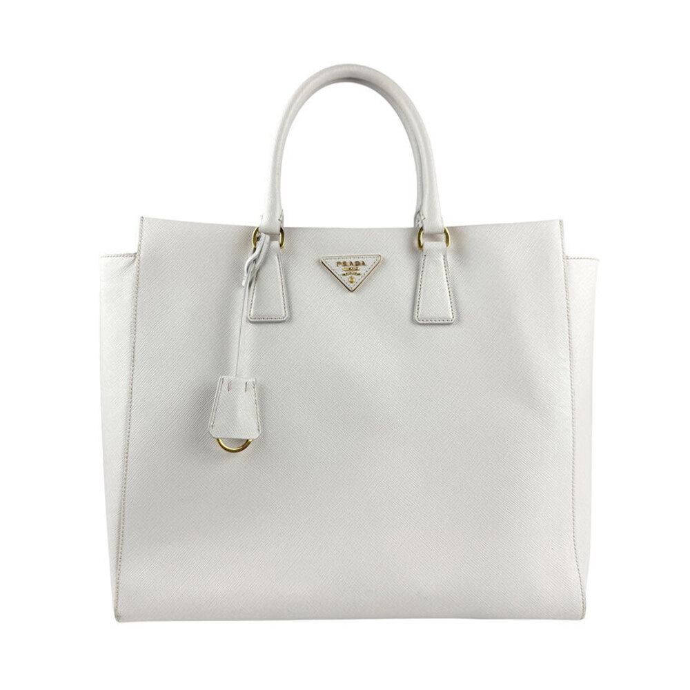 Prada 2way Shoulder Bag Leather Off White Gold